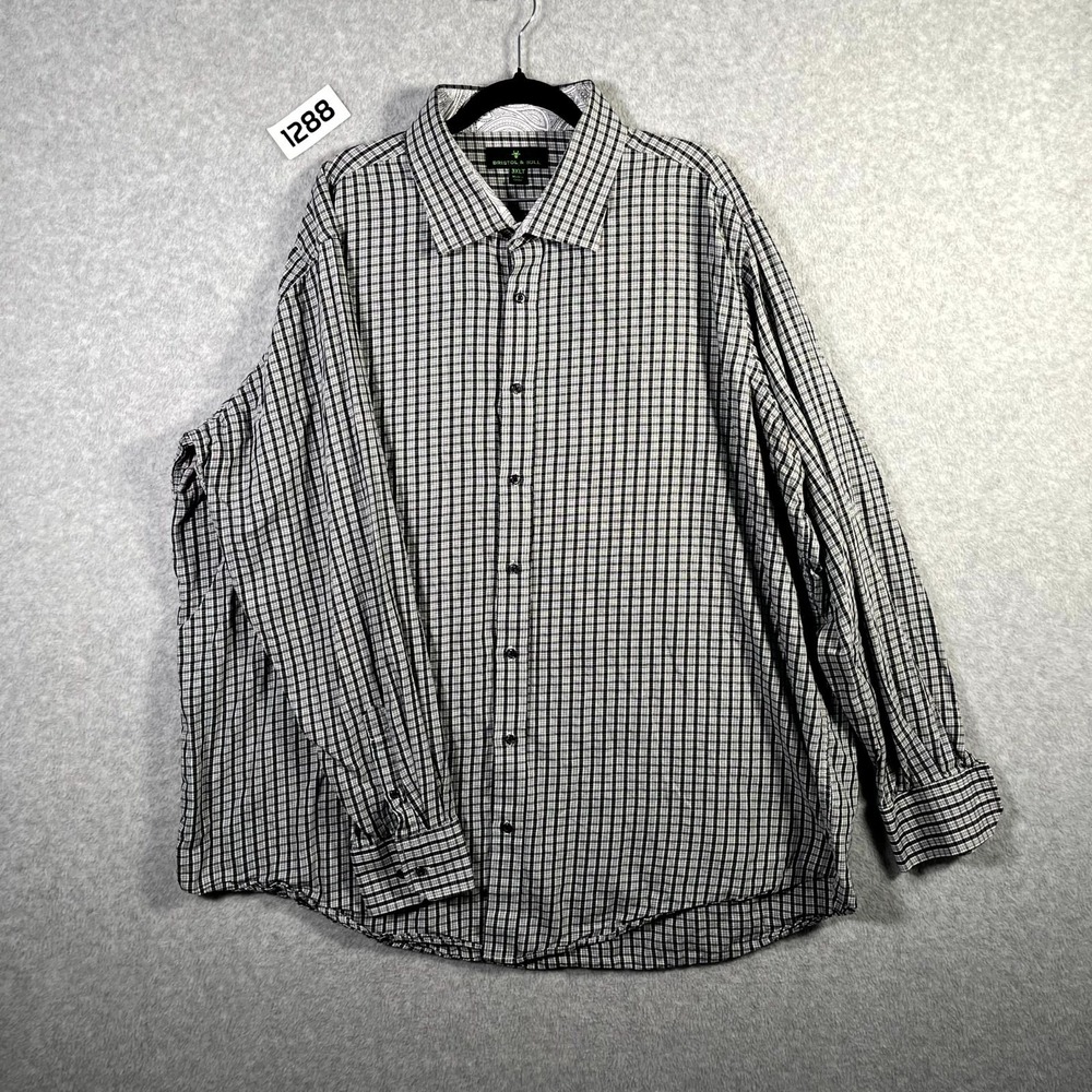 Bristol & Bull Shirt Mens‎ 3XLT Black White Check Long Sleeve Casual Buton Up